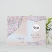 Faux roze glitter folie service menu folder (Staand voorkant)