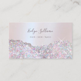 Faux roze glitter folie visitekaartje