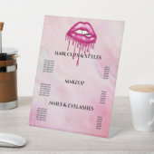Faux Roze Glitter Lips Business Reclamebord Met Voetstuk (Insitu)