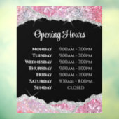 Faux roze glitter opening uren venster Cling Raamsticker (Vel 3)