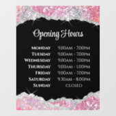 Faux roze glitter opening uren venster Cling Raamsticker (Vel)