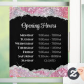 Faux roze glitter opening uren venster Cling Raamsticker (Huis)