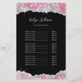 Faux roze glitter prijslijst flyer (Voorkant)