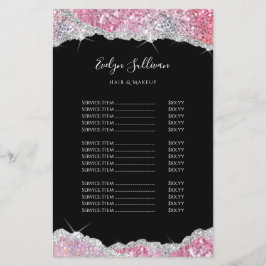 Faux roze glitter prijslijst flyer