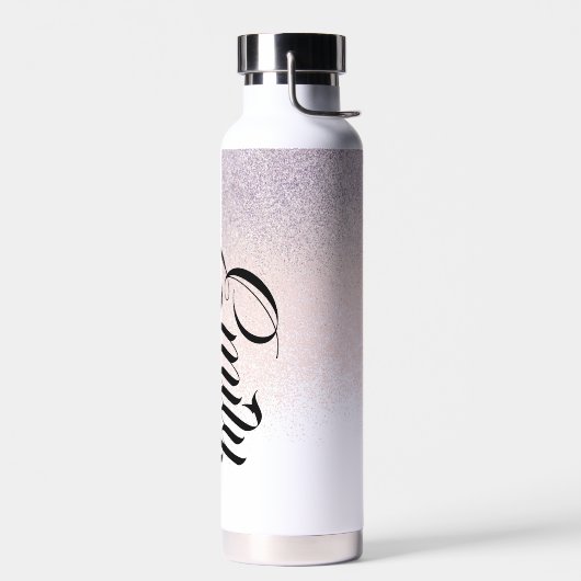 Faux Roze Glitter Script Monogram Water Flacon Waterfles (Links)