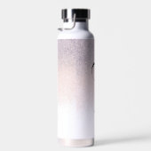 Faux Roze Glitter Script Monogram Water Flacon Waterfles (Rechts)
