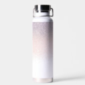 Faux Roze Glitter Script Monogram Water Flacon Waterfles (Achterkant)