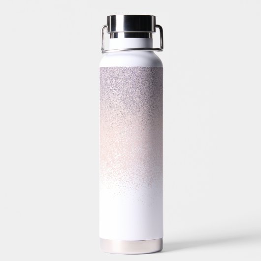 Faux Roze Glitter Script Monogram Water Flacon Waterfles (Achterkant)