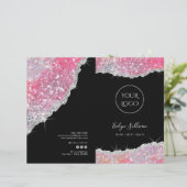 Faux roze glitter service menu brochure (Staand voorkant)