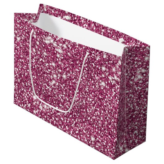 Faux Roze Glitter Texture look-like Graphic Groot Cadeauzakje (Voorkant Gekanteld)