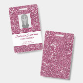 Faux roze glitter-textuur bekijken met aangepaste  badge (Voor- en achterkant)