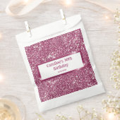 Faux roze glitter-textuur bekijken met aangepaste bedankzakje (Geknipt)