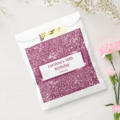 Faux roze glitter-textuur bekijken met aangepaste bedankzakje (Gezegeld)