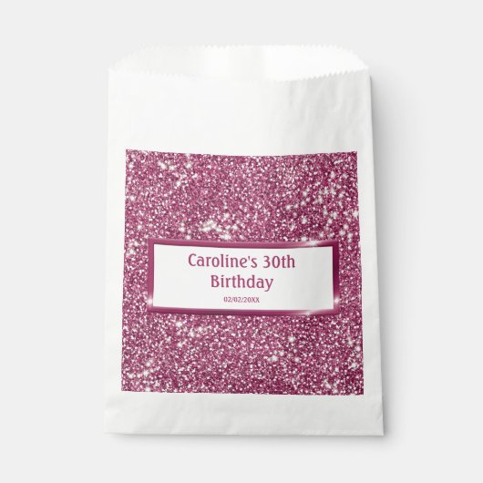 Faux roze glitter-textuur bekijken met aangepaste bedankzakje (Voorkant)