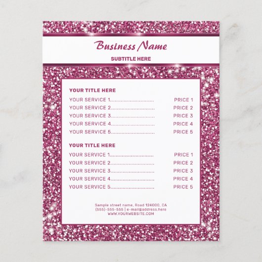 Faux roze glitter-textuur bekijken met aangepaste  flyer (Voorkant)