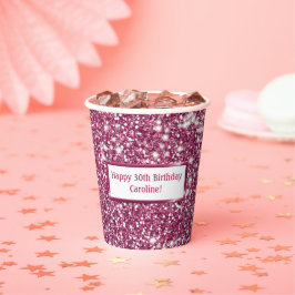 Faux roze glitter-textuur bekijken met aangepaste  papieren bekers