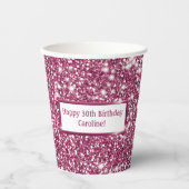 Faux roze glitter-textuur bekijken met aangepaste  papieren bekers (Voorkant)