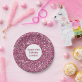 Faux roze glitter-textuur bekijken met aangepaste papieren bordje (Feest)