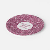 Faux roze glitter-textuur bekijken met aangepaste  papieren bordje (Gekanteld)