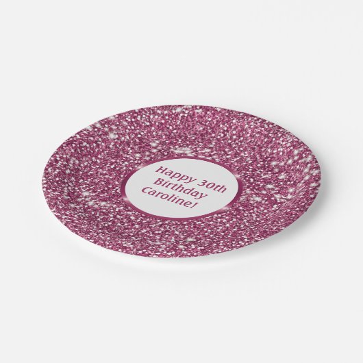 Faux roze glitter-textuur bekijken met aangepaste  papieren bordje (Gekanteld)