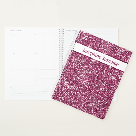 Faux roze glitter-textuur bekijken met aangepaste planner (Display)