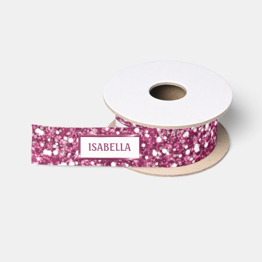Faux roze glitter-textuur bekijken met aangepaste satijnen lint (Spoel)
