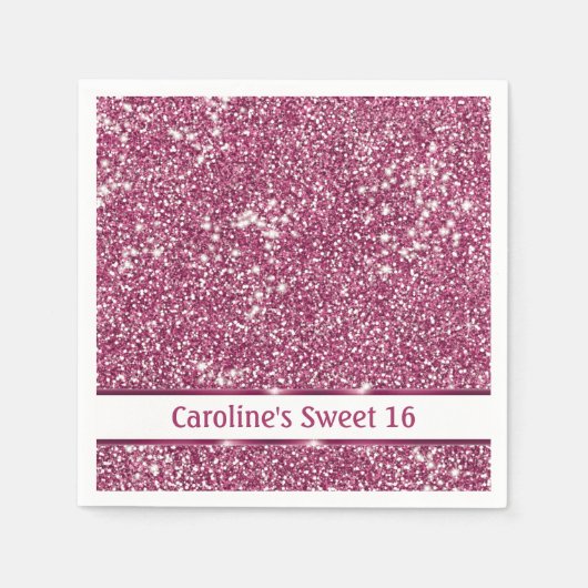 Faux roze glitter-textuur bekijken met aangepaste  servet (Voorkant)