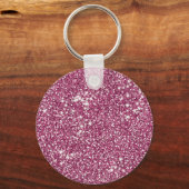 Faux roze glitter-textuur en aangepast monogram sleutelhanger (Achterkant)