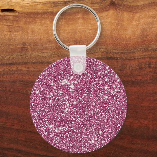 Faux roze glitter-textuur en aangepast monogram sleutelhanger (Achterkant)