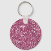 Faux roze glitter-textuur en aangepast monogram sleutelhanger (Achterkant)