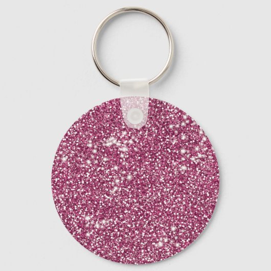 Faux roze glitter-textuur en aangepast monogram sleutelhanger (Achterkant)
