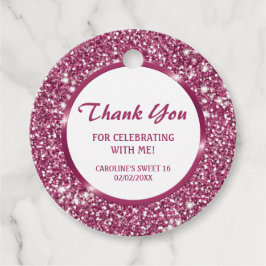 Faux roze glitter textuur Kijk - Dank u Bedankjes Labels