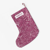 Faux roze glitter textuur Kijk met de douanenaam Kleine Kerstsok (Achterkant (Hangend))