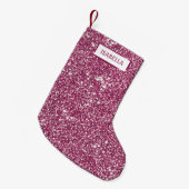 Faux roze glitter textuur Kijk met de douanenaam Kleine Kerstsok (Voorkant (Hangend))