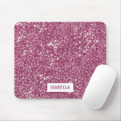 Faux roze glitter textuur Kijk met de douanenaam Muismat (Met muis)