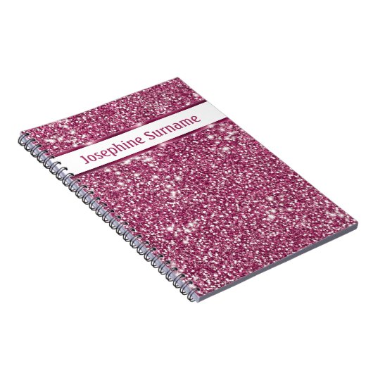 Faux roze glitter textuur Kijk met de douanenaam Notitieboek (Rechterzijde)