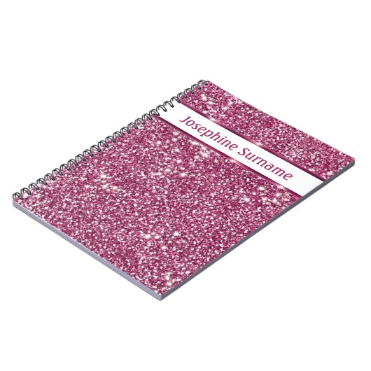 Faux roze glitter textuur Kijk met de douanenaam Notitieboek (Linkerzijde)