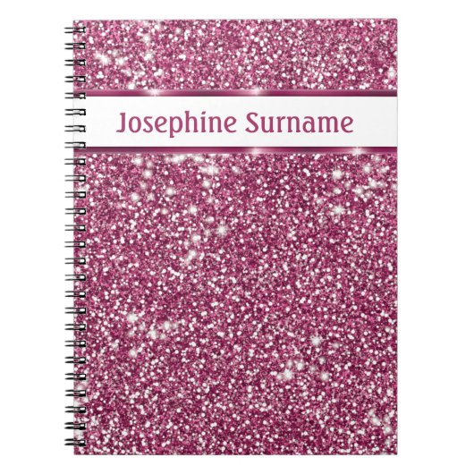 Faux roze glitter textuur Kijk met de douanenaam Notitieboek (Voorkant)