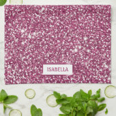 Faux roze glitter textuur Kijk met de douanenaam Theedoek (Gevouwen)