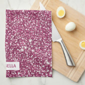 Faux roze glitter textuur Kijk met de douanenaam Theedoek (Quarter Fold)