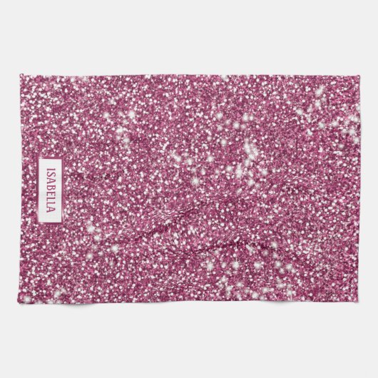 Faux roze glitter textuur Kijk met de douanenaam Theedoek (Horizontaal)