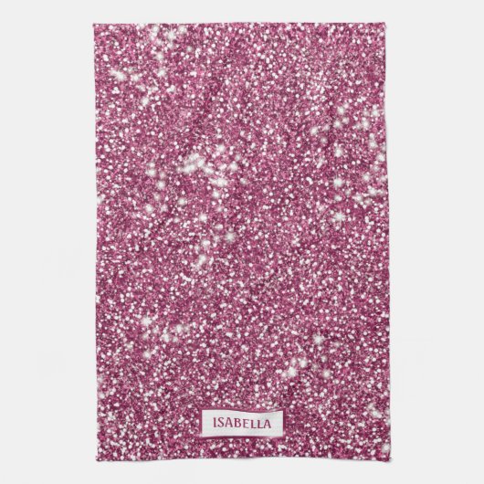 Faux roze glitter textuur Kijk met de douanenaam Theedoek (Verticaal)