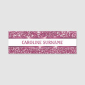 Faux roze glitter-textuur met aangepaste naam - naamplaatje (Voorkant)