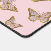 Faux roze glitter vlinders bureaumat (Hoek)