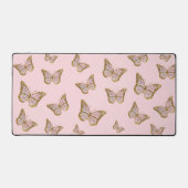 Faux roze glitter vlinders bureaumat (Voorkant)