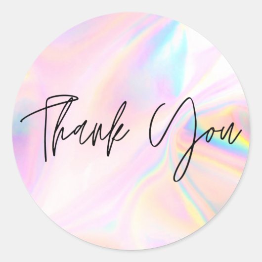 Faux Roze Holographic Business Hartelijk dank Ronde Sticker (Voorkant)