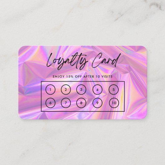 Faux roze holographic Custom Loyalty Kaart Visitekaartje (Voorkant)