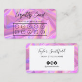 Faux roze holographic Custom Loyalty Kaart Visitekaartje (Voorkant / Achterkant)