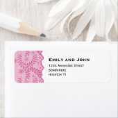 Faux roze kanten rand retouradres etiket (Insitu)