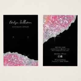 Faux roze lichtgevende glitterkaart visitekaartje